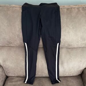 Black Leggings with Dual Stripes 7/8 Length